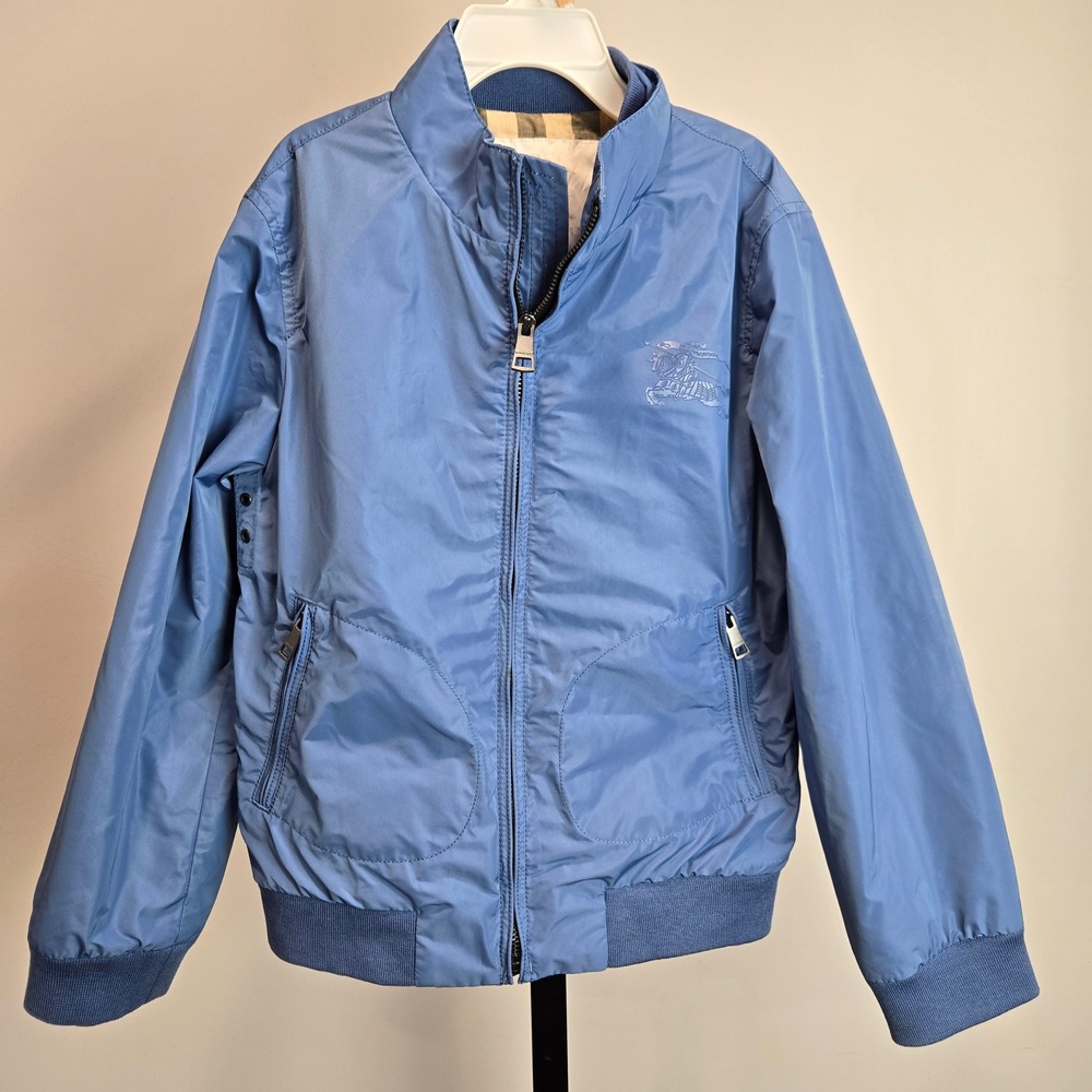 Burberry Children Blue Harrington Jacket Nova Check Lining Size 8Y